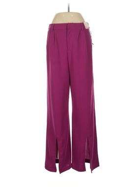 High-Waist Wide-Leg Split-Hem Pants in Fuchsia
